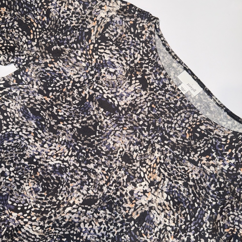Pure Jill J Jill Cotton Modal Tunic Shirt Top Small S 3/4 Sleeve Abstract Mosaic